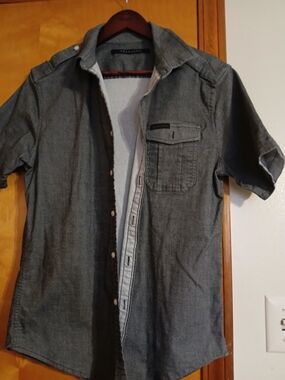 Sean John Short Sleeve Button-Down Shirt in Gray
